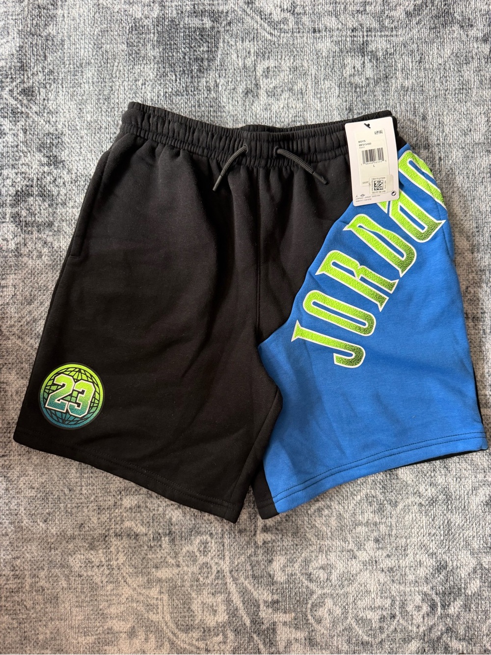 NWT Jordan Big Kids Boys Gametime Fleece Shorts Black Blue Size L